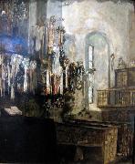 Arthur Ahnert Interior of Wilhelmshausen church oil on canvas